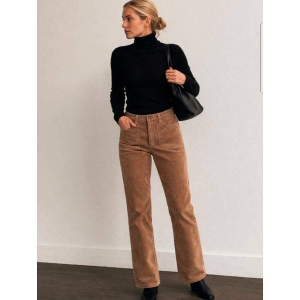 NWT Quince Organic Cotton Corduroy Straight Leg Pants Women’s 8 Brown